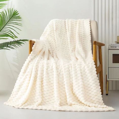 Kuschelige Kuscheldecke 100 x 150 cm – Goldfarbener Schildpatt-Samt – Für ein Nickerchen im Büro oder zum Einkuscheln zu Hause – Weiß (1/4)