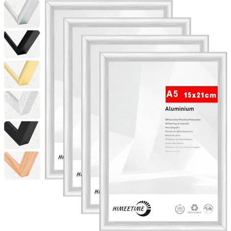 4x Bilderrahmen DIN A5 14,8x21 cm Silber Metall Rahmen Aluminium (1/5)