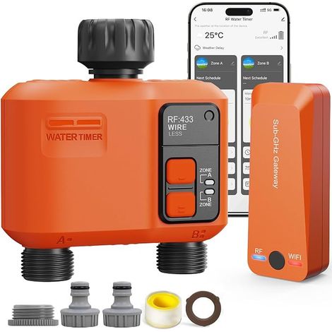 Programmateur d'arrosage WiFi 2 Voies avec Passerelle RF 300 m (1/5)