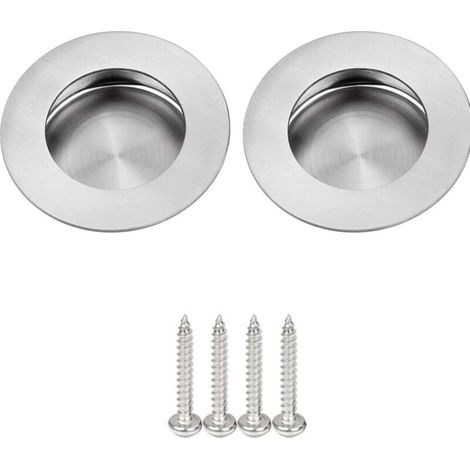 Poignées encastrées rondes en acier inoxydable 304 – 65 mm pour portes coulissantes et tiroirs – Installation facile avec vis cachées (1/5)