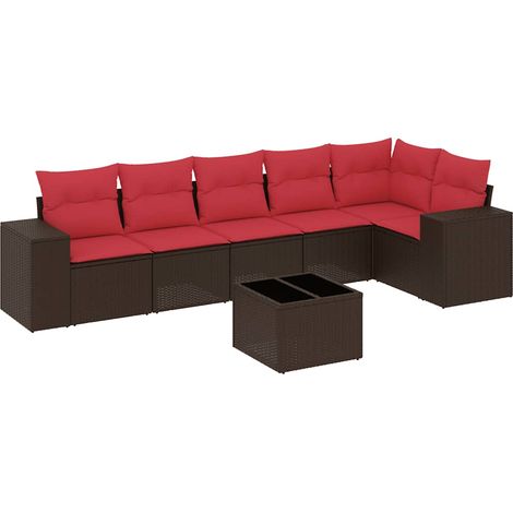 Maison Exclusive - 7-teiliges Gartensofa-Set mit Kissen, braun, P