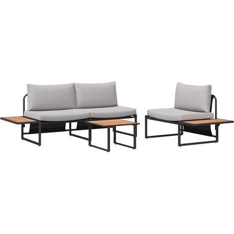 Maison Exclusive - Garten Essgruppe 3 pcs Hellgrau Stahl