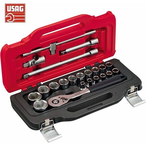 Usag 601 1/2 JS22 set kit chiavi a bussola bussolotti esagonali con cricchetto (1/5)