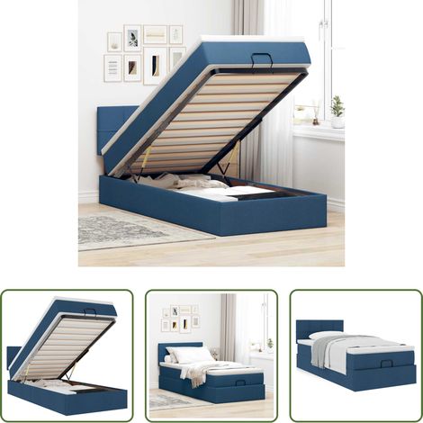 Matratze - Ottoman-Bett mit Matratze Blau 100x200 cm Stoff (1/5)