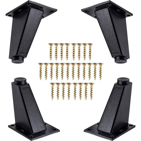 Lot de 4 pieds de meuble en métal noir 80 mm – Remplacement jambes canapé, commode, armoire – Vis de montage incluses – Capacité 115 kg (1/5)