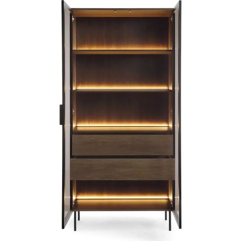 PALOMA - Vitrine 91 cm effet chêne Dunin - Noir