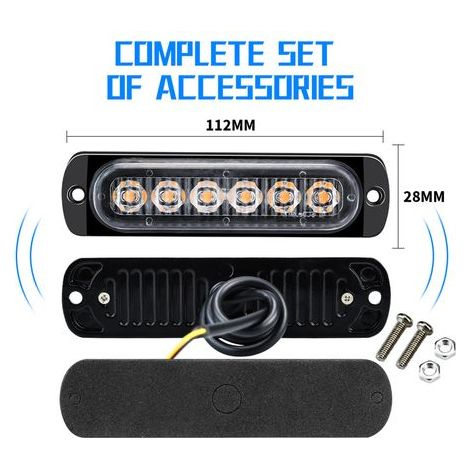 Lot de 2 feux stroboscopiques LED 12-24 V, feux de signalisation clignotants d'urgence, barre lumineuse pour voiture, camion, fourgonnette, quad, SUV, yacht. (1/5)