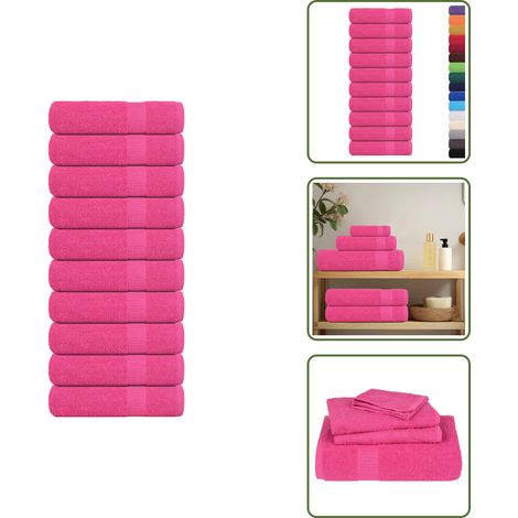 vidaXL Duschtücher 10 Stk. Rosa 70x140 cm 360 g/m² 100% Baumwolle (1/5)