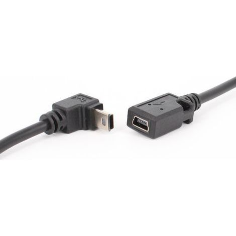 Câble d'extension de données mini USB 2.0 mâle 5 broches coudé à 90° et mini USB femelle coudé vers le bas, 27 cm (1/5)