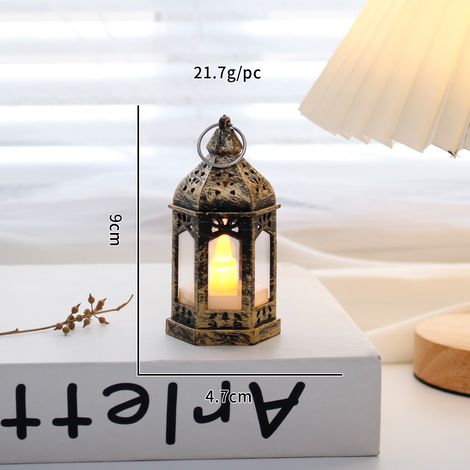 Mini lanterne rétro LED portable, lampe de bougie décorative d'ambiance, cadeau d'anniversaire, ornement（Y101） (1/5)