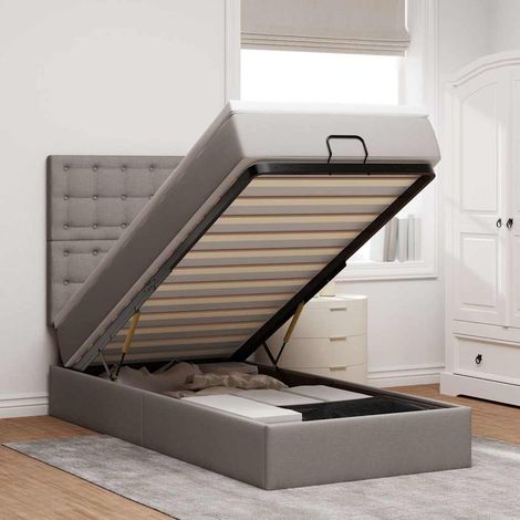 Estructura de cama otomana colchón tela gris pardo 100x200cm vidaXL (1/5)