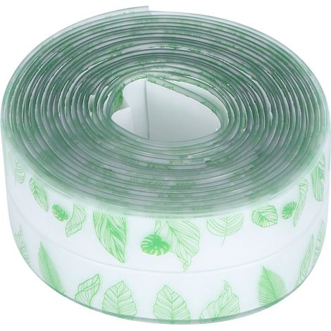 Ruban adhésif étanche pour murs, autocollant imperméable pour salles de bain et cuisines, 3.2 mètres (motif feuilles vertes) (1/5)