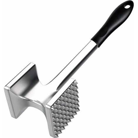 Attendrisseur Viande - 140 Pointes - Surface Plane Polie - Pour Steak Bœuf Poulet - Acier Inoxydable - 28 cm (1/5)