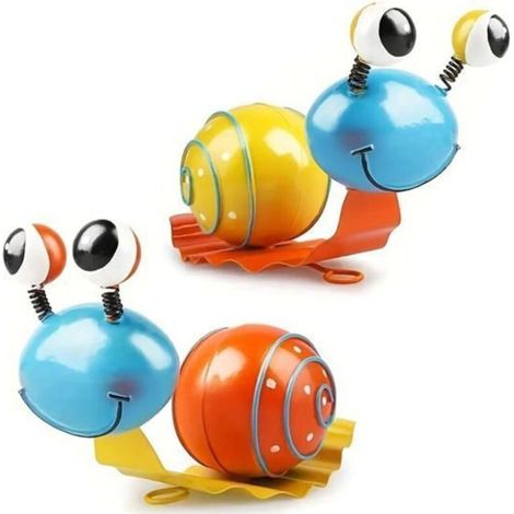 2 Metal Garden Snail Decorations, Colorful Metal Snail Sculptures, Garden Statue, Wall Sculptures