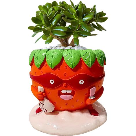 Jardinière fraise – Drainage – Succulentes – Décoration – Jardin – Intérieur – Mignonne – Originale – Cadeau – Durable (1/4)