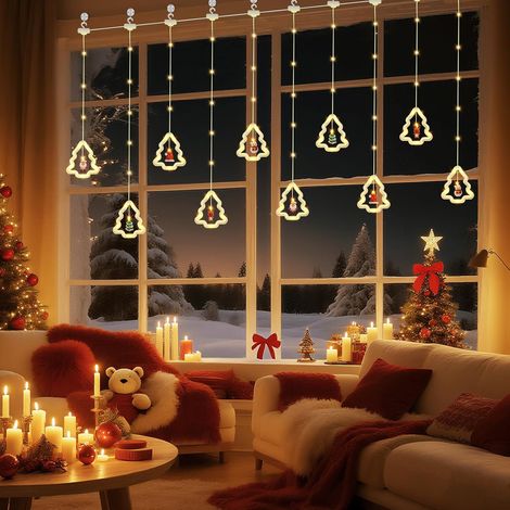Weihnachtslichtervorhang für Schlafzimmer, LED-Weihnachtssterne mit Fernbedienung und Timer, 8 Beleuchtungsmodi und Funktion, für Weihnachts-, Innen- und Außendekoration