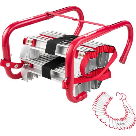 VEVOR Echelle de Corde 15,2 m, Echelle de Secours Incendie Retractable 5 a 6 Etages en Alliage Aluminium, Capacite de Charge 453,6 kg, avec Sangle de Securite Polyester Robuste, Marches Antiderapantes