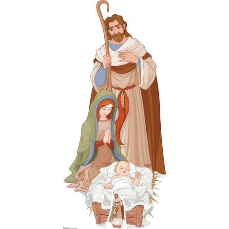 Figurine en carton la nativité - naissance de Jésus avec Joseph et Marie -Haut 183 cm (1/4)