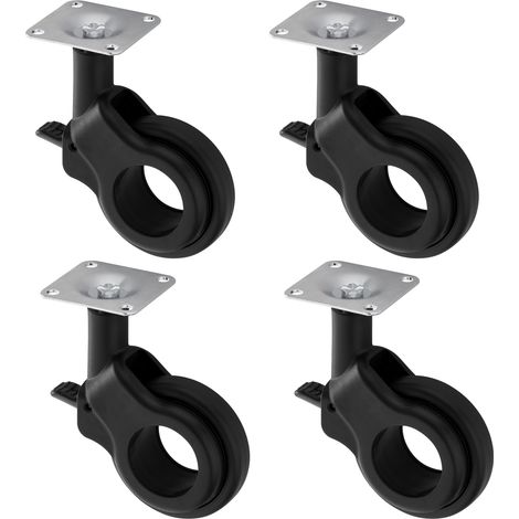 SOTECH Möbelrolle BONN - Ø 60 mm -Tragkraft 30 kg pro Rolle - schwarz - 4er Set - mit Bremse