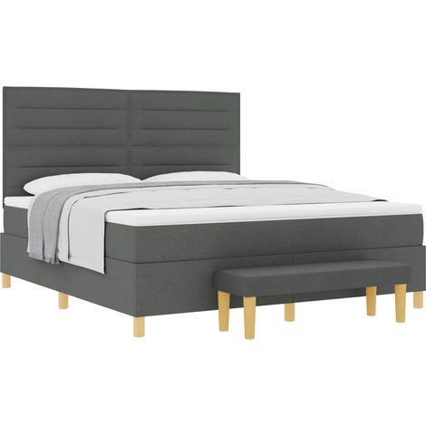 Maison Exclusive - Letto a molle con testiera Grigio scuro 200 x 180 cm Tessuto (1/5)