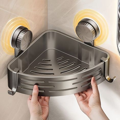 Suction cup tripod without drilling with hook storage rack for towels, suitable for bathrooms and kitchens. (1/5)