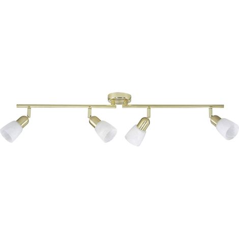 BRILLIANT lampada Sofia tubo spot 4flg ottone/alabastro bianco 4x D45, E14, 40W, adatto per proiettori a caduta (non inclusi) Scala da A ++ a E Bracci orientabili/teste orientabili (1/2)