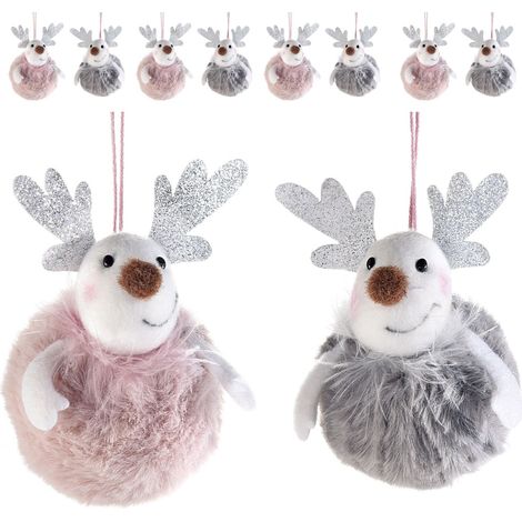 12 Addobbi Natalizi da Appendere per Albero a Forma di Renne in Peluche (1/3)