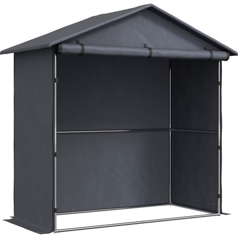 Tenda Garage per Bici e Moto Capanno da Giardino con Porta Avvolgibile 112x200x200 cm Grigio Scuro (1/5)