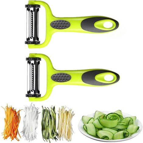 Pelador de verduras，pelador multifuncional 3 en 1，pelador profesional de verduras y frutas，pelador multifuncional de 2 piezas (1/5)