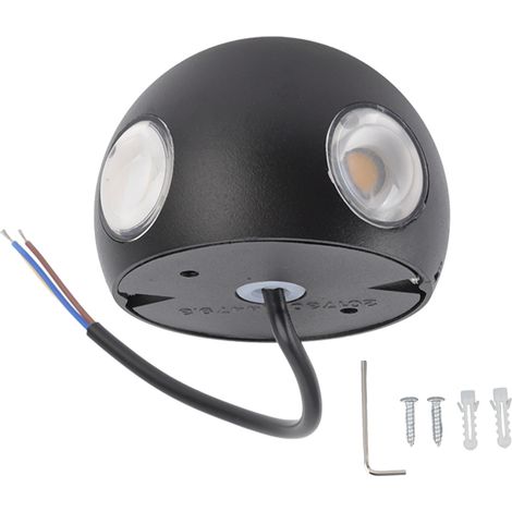 Applique murale LED 12W 4COB aluminium globe extérieur lumineux 4 faces étanche éclairage mural couloir (1/5)