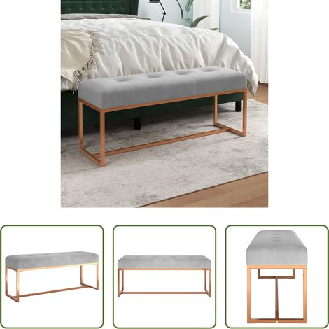 Banc de lit -  Banc Gris 110x36x45 cm Velours (1/5)