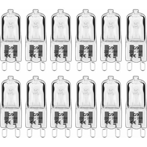 12 pieces G9 Halogen Lamps, G9 Bulbs 230V 28W 392lm, 2800K Warm White, Dimmable Capsule Bulbs, Flicker Free [Energy Class G]