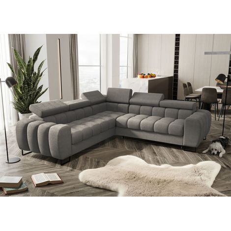 Ecksofa Schlafsofa BASTIEN in Stoff Moly Grau Seite Universal (1/4)