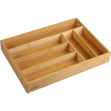 Organisateur à couverts KESPER, 6 compartiments, 35,5 x 25,5 x 5 cm, en bambou (1/4)