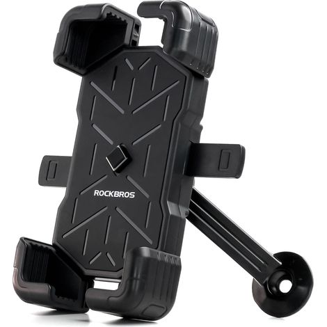 Soporte de teléfono para motocicleta giratorio de 360 grados, de 4,5 a 7,2 pulgadas, negro (1/5)