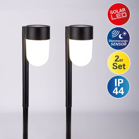 Näve Solar-Gartenleuchte LED mit Dämmerungssensor Sina 47,2 cm schwarz 2er Set (1/2)