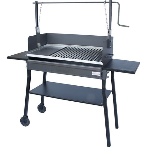 Barbecue rotissoire avec roues en Inox coloris Gris - 67 x 35 x 40 x 141 x 30 cm