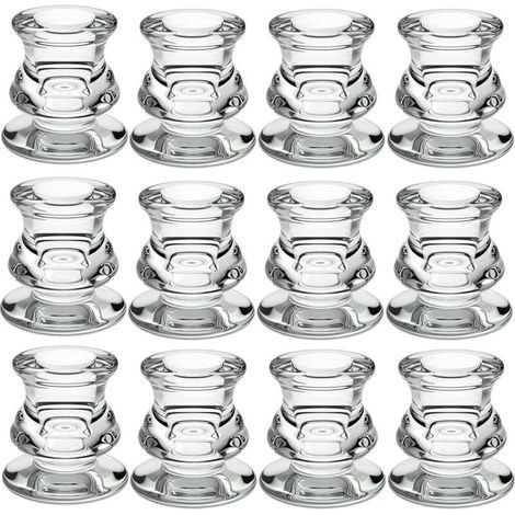 Lot de 12 bougeoirs en verre transparent pour mariage, rendez-vous, décoration d'intérieur H148 (1/5)