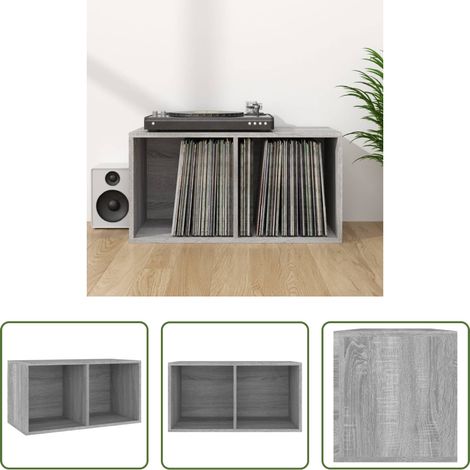 vidaXL Holzwerkstoff - Schallplatten-Box Grau Sonoma 71x34x36cm Holzwerkstoff (1/5)