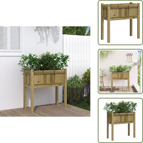 Pflanzkübel mit Beinen 70x31x70 cm Kiefernholz Imprägniert - Holzpflanze - Gartentöpfen - Kübeln - Blumenerde - Balkonpflanzen (1/5)