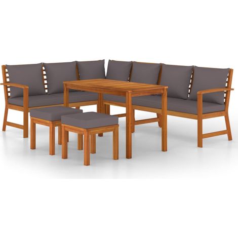 Maison Exclusive - 7-tlg. Garten-Essgruppe mit Kissen Massivholz