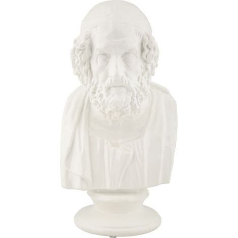 Scultura Saggio busto di filosofo classico in resina bianca (1/5)