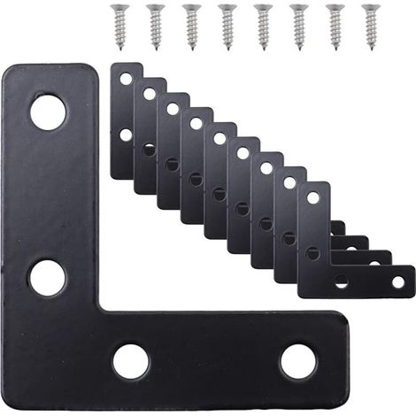 Lot de 10 connecteurs à Angle Plat en Acier Inoxydable, Supports en Forme de L à 90 degrés pour réparation de Meubles, pour Table, Chaise, bibliothèque (1/5)