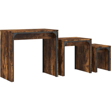 Maison Exclusive - Mesas de centro apilables 3 pzas madera ingeni