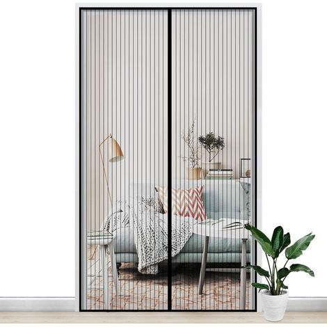 120x220CM Porte Moustiquaire Magnétique Anti Moustique Fermeture Automatique Aimant avec Bande Scratch Sans Perçage Arrêter Insectes Bestioles