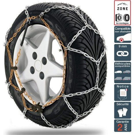 Chaines à neige pneu 175/65-15 175/70-14 195/40-17 loi Montagne 9mm (1/5)