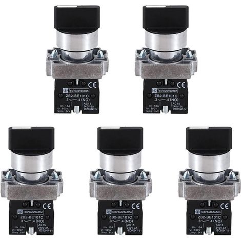 5 Pièces 22mm Verrouillage 2 N° 3 - Position Selecteur Rotatif Selectionnez Noir ZB2-BE101C (1/5)