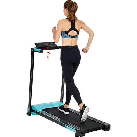 Tapis Roulant Pieghevole 1-10 km/h con Controllo Gestuale e Inclinazione, Azzurro