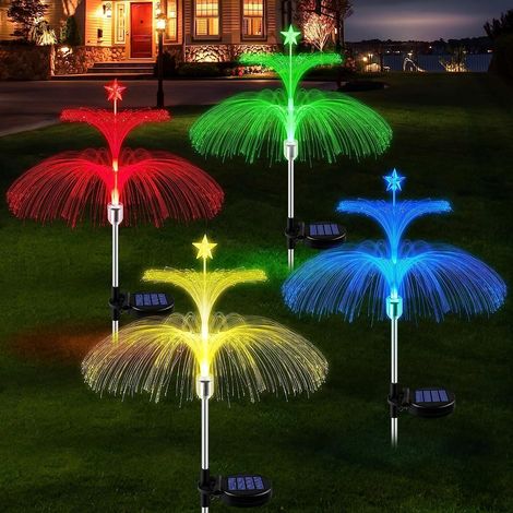 Ensemble de 4 lampes solaires d'extérieur en forme d'étoile, étanches, pour jardins et pelouses, idéales pour Noël.