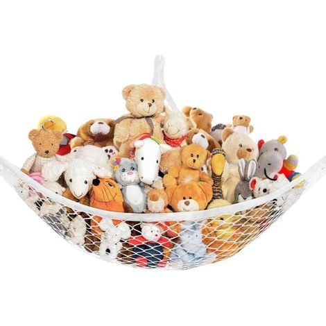 Filet de rangement douillet pour peluches, grand hamac pour peluches, filet à jouets pour la décoration de chambre d'enfant et rangement mural (1/5)